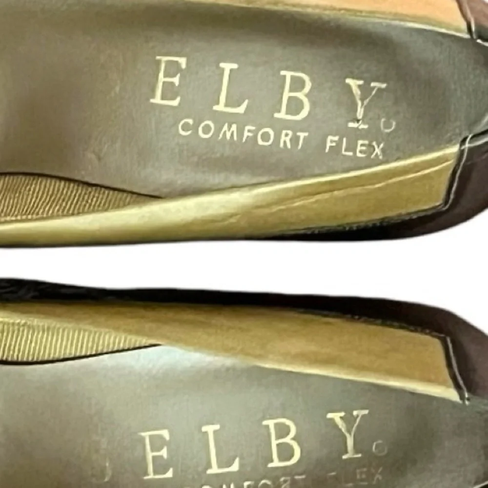 Elby Comfort Flex Vintage 80s Metallic leather kitten heel slip-on dress shoes - Picture 3 of 10